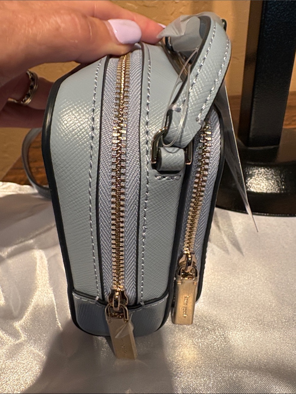kate spade NWT Stacie Dual Zip Saffiano Leather in Muted Blue MSRP $279 - Picture 7 of 11